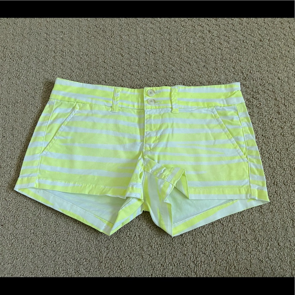 American Eagle Yellow Striped Shorts in size 2